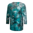 thumbnail image 5 of Staron Women's Vintage Floral Print Casual Round Neck Three Quarter Sleeve Loose T-Shirt Top, 4XL, 5 of 5