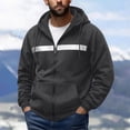 thumbnail image 2 of YUGYXL Mens Zip Up Fleece Lined Reflective Hoodies Sweatshirts Outdoor Workout Loose Pullover Tops with Pockets Gray Jacket, 2 of 9