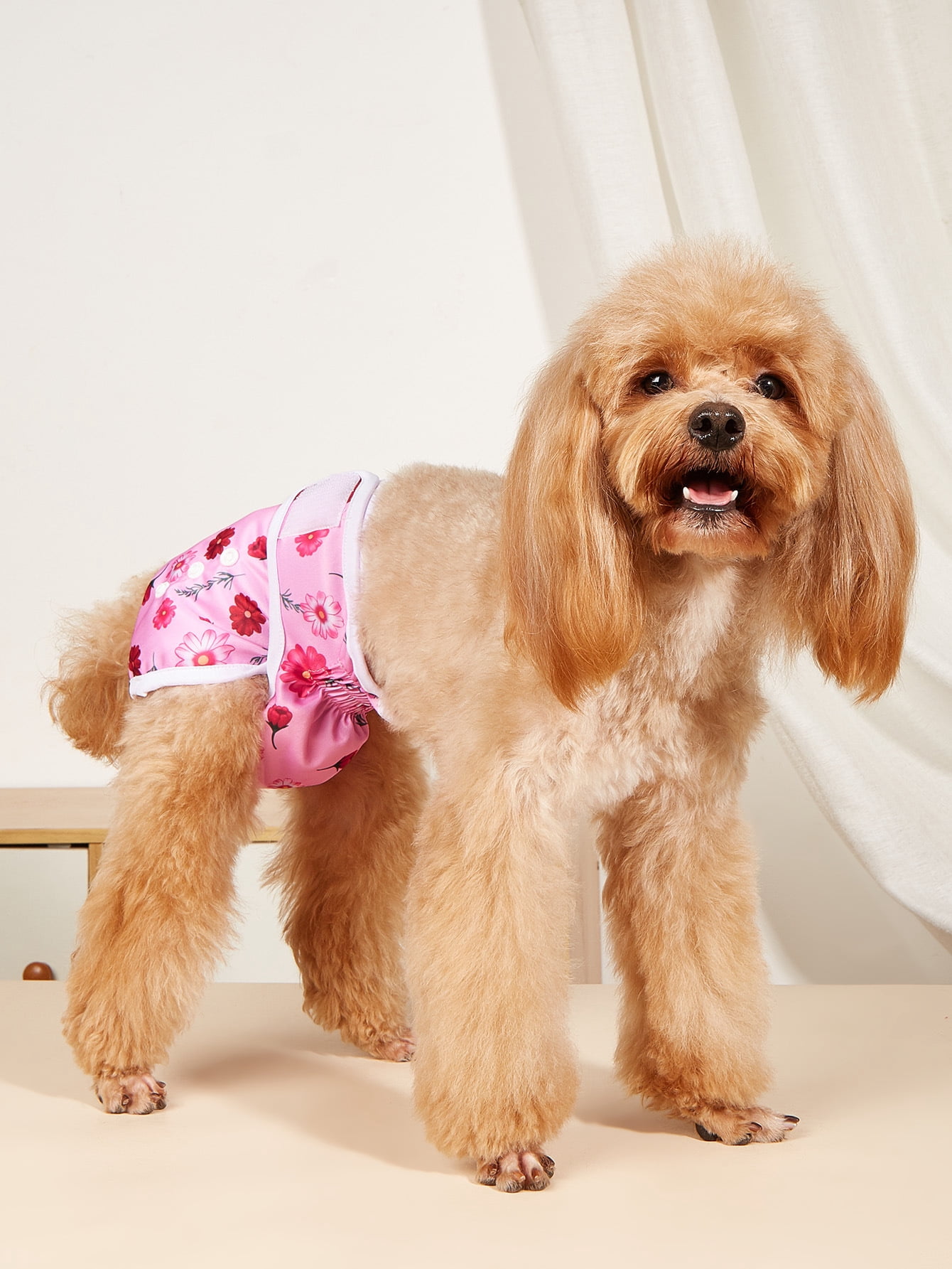 Pet Soft Washable Female Diapers Cute Flower Dog Diapers, Comfort Reusable Doggy Diapers for Girl Dog in Period Heat