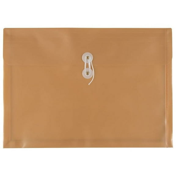 JAM Paper Plastic Envelopes with Button & String Tie Closure, Legal Booklet, 9 3/4 x 14 1/2, Gold, 3/Pack