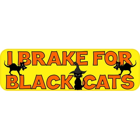 10x3 I Brake For Black Cats Bumper Sticker Vinyl Decal Halloween Stickers Decals