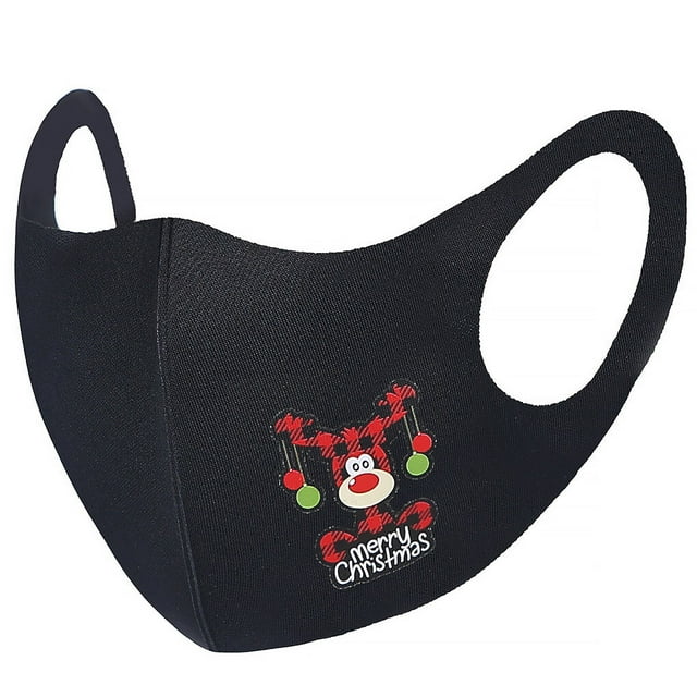 Langgg Christmas-Themed Cosplay Facial Mask Dustproof Elastic Ear Wearing Face Cover with Filter Type B