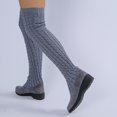 thumbnail image 6 of Knit Boots for Women Mid Calf Sock Boots Cable Knit Shaft Round Toe Low Flat Heel Pull On Winter 38, 6 of 6