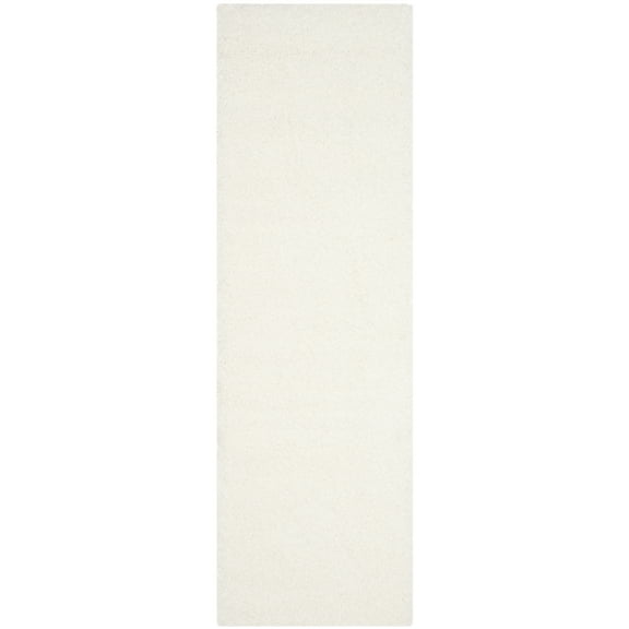 SAFAVIEH Santa Monica Cali Solid Shag Runner Rug, White, 2'3" x 9'