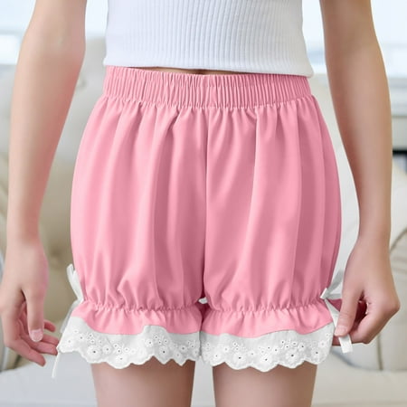 Kids Girls Dance Shorts Pumpkin Bloomers Ruffle Lace Bowknot Pettipant Security Short Pants Undershorts for 4-16 Years Clearance Sale