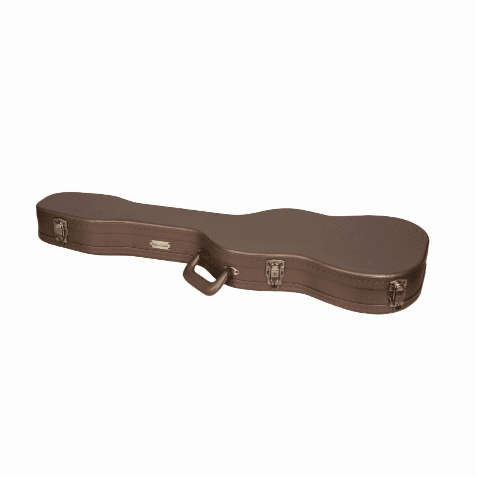 Crossrock Designer Series- Universal Wooden Case for Stratocaster and Telecaster Electric Guitars- Security Lock, Metal Feet, Storage Space- Chocolate Brown