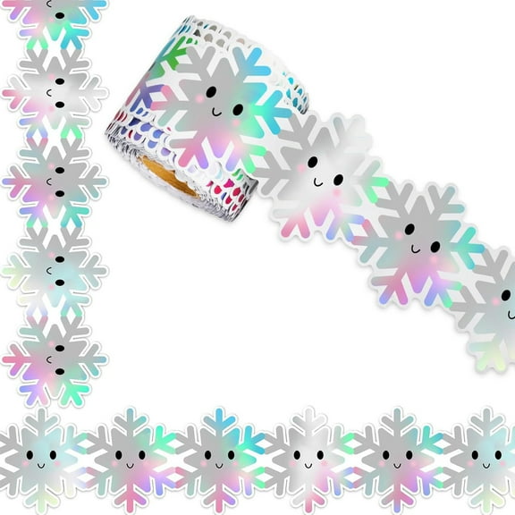 10m Christmas Bulletin Board Borders Classroom Blackboards Snowflake Border Trim Decoration for Poster Boards Decoration