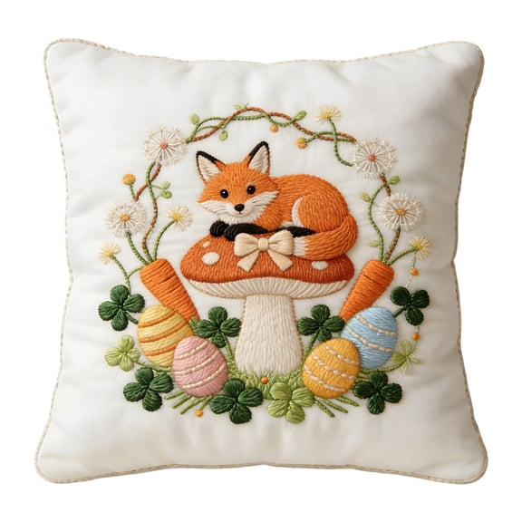 HuiXinOu Easter Short Lint Pillow Cover 18inch Cute Embroidery Funny Decorative Throw Pillow Covers For iving Room, Bed Decor, Patio, Car, French Country Sofa Cushion Cases Easter Decor, B
