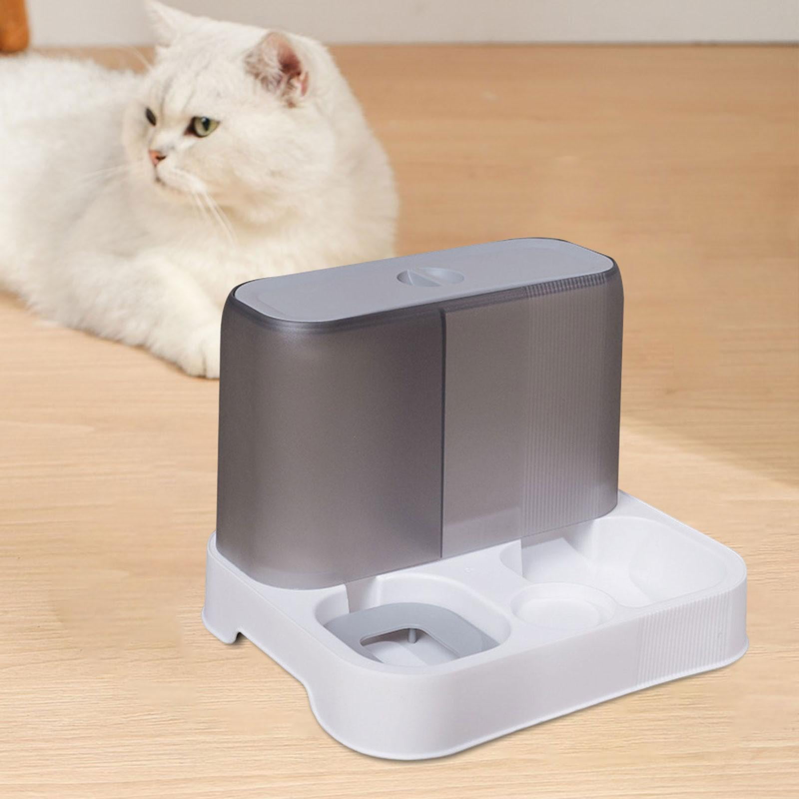 Fzaqwen Automatic Pet Feeder and Waterer Cat Dog Dishes Water Fountain Water Food Bowls Gray