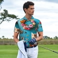 thumbnail image 5 of Balery Whimsical Cats and Flowers Scene Printed Men’s Short Sleeve Polo Shirt, Midweight Men's Shirt,Golf Polo shirts -Small, 5 of 8