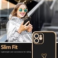 thumbnail image 6 of Compatible with iPhone 12 Case for Women Girls Cute Gold Heart Pattern Luxury Plating Soft TPU Silicone Shockproof Phone Case Protective Bumper Cover for iPhone 12(6.1 inch),Black, 6 of 7