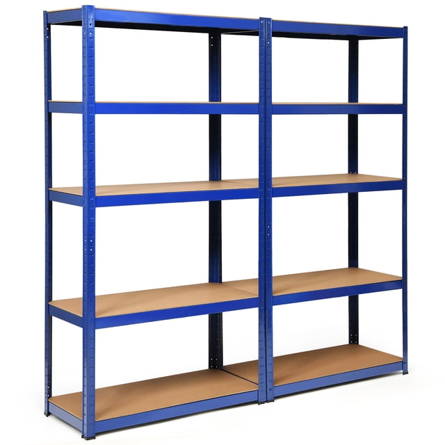 Costway 2PCS 72''Heavy Duty Steel 5 Level Garage Shelf Storage Adjustable Shelves Blue