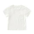 thumbnail image 2 of Boys Shirts - Unisex Kids Pocket Tee Short Sleeve Solid Color Crew Neck Shirt Basic Comfortable Top Soft Casual T-Shirt for Wear - Shirts for Boys,Color:White,Size:8-9 Years, 2 of 4