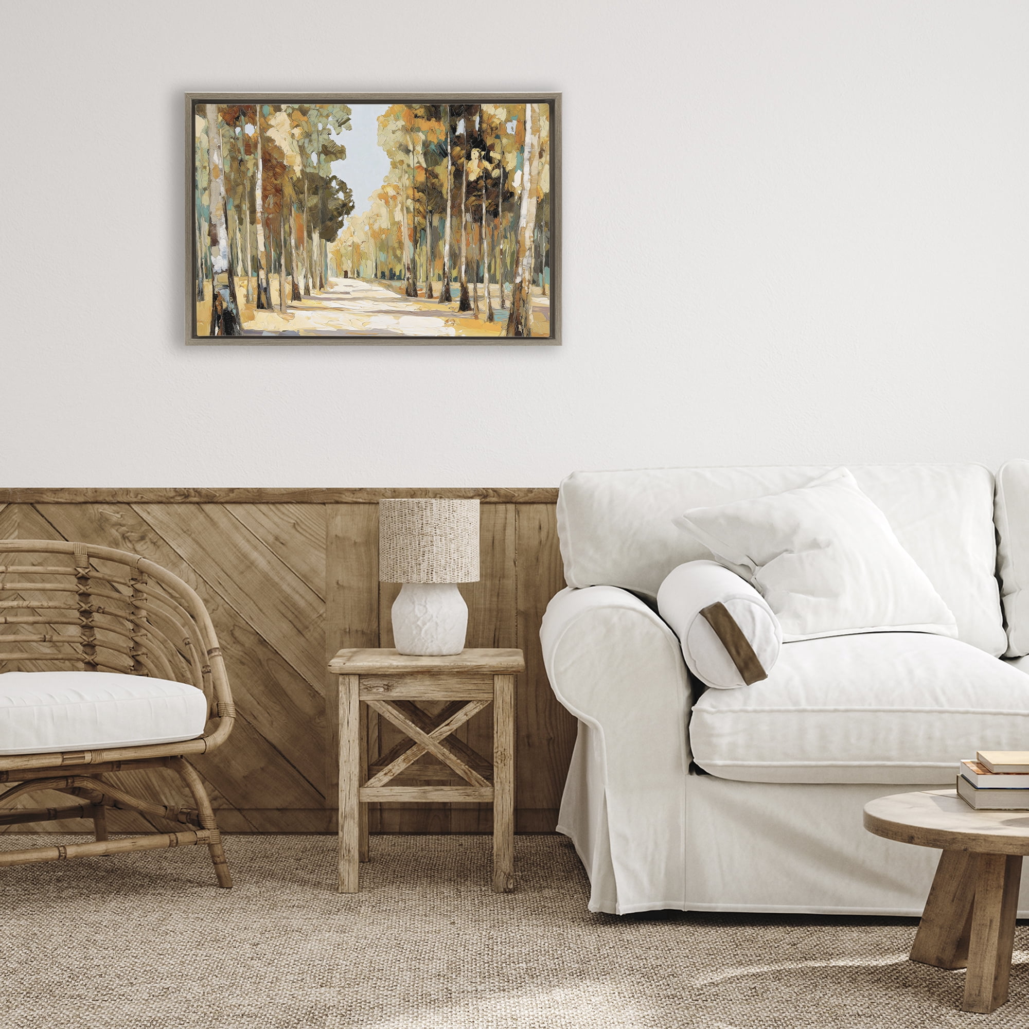 Stupell Industries Modern Impressionist Fall Forest Brown Framed Floater Canvas Wall Art, design by Gina Kelly