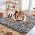 thumbnail image 6 of Sanmadrola Super Soft Shaggy Rugs Carpets 2.4x5.2 Feet Plush Area Rugs for Living Room Bedroom, Fluffy ​Rug for Nursery Playroom Dorm Room, Shag Plush Rug for Teen Room Decor, Grey, 6 of 7