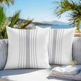 thumbnail image 5 of Modern Gray Striped Outdoor Pillow Covers Set of 2 Simple White Background Waterproof Throw Pillow Case Decorative Square Cushion Cover for Patio Couch Garden Balcony, 16"x16", 5 of 9