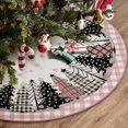 thumbnail image 2 of Christmas Tree Skirt 48 Inch, Pink and White Buffalo Plaid Xmas Tree Skirt, Winter Christmas Tree Mat for Home Party Holiday Indoor Outdoor Decorations, 2 of 6