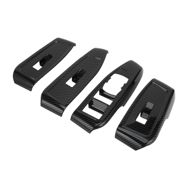 Unique Bargains 1 Set Front Door Window Switch Panel Cover Trim for Ford for Ranger 2023-2024 Master Power Window Switch Cover Trim Carbon Fiber Pattern ABS Black
