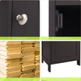 thumbnail image 3 of Bathroom Storage Cabinet, Freestanding Floor Cabinet, Narrow Tall Cabinet Organizer with 3-Level Adjustable Shelves, Convenient Door & Knob for Laundry Room, Apartment (Brown), 3 of 5