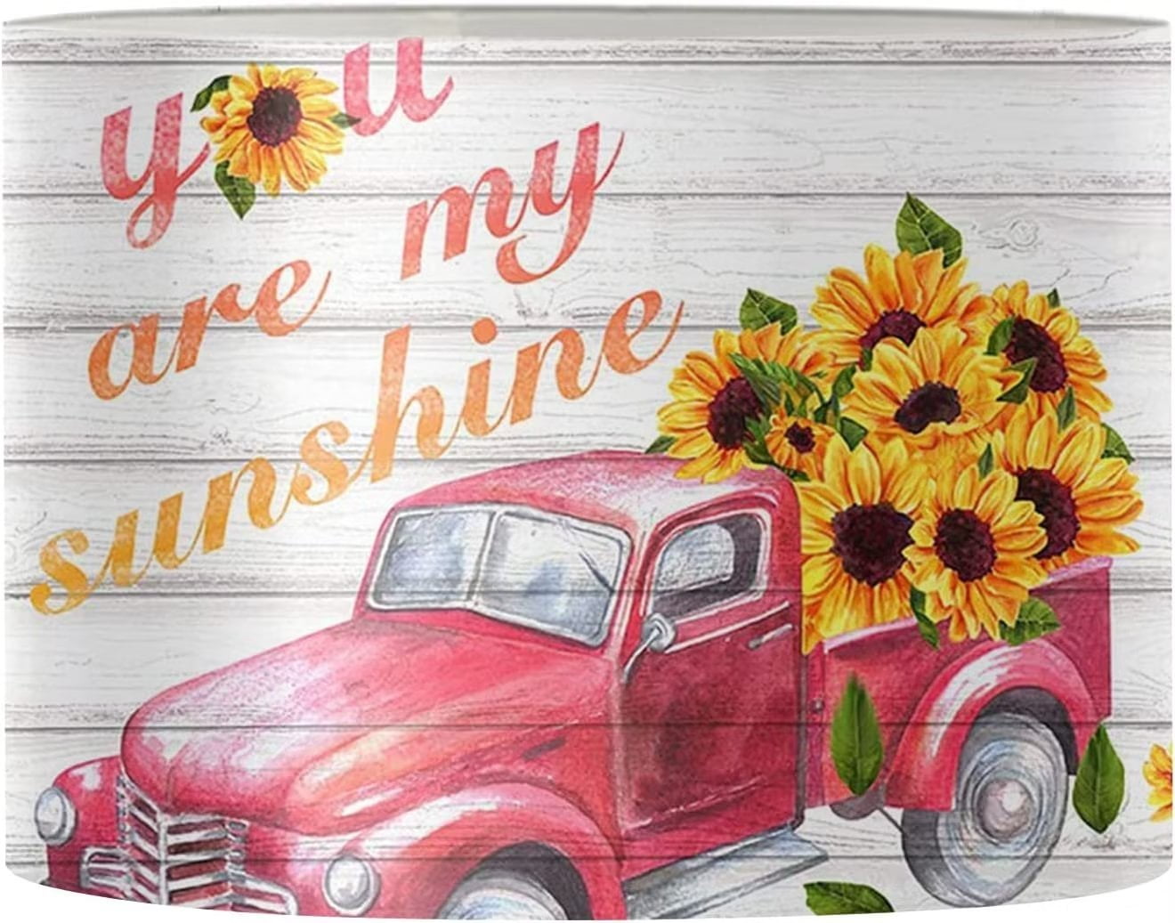 NETILGEN Sunflowers Red Truck Lampshade for Bedroom, Well Constructed