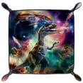 thumbnail image 2 of Women Girls Leather Square Dish Trinket Plate Jewelry Tray for Mothers Day Birthday Gift, Universe Dinosaur on Galaxy, 2 of 6