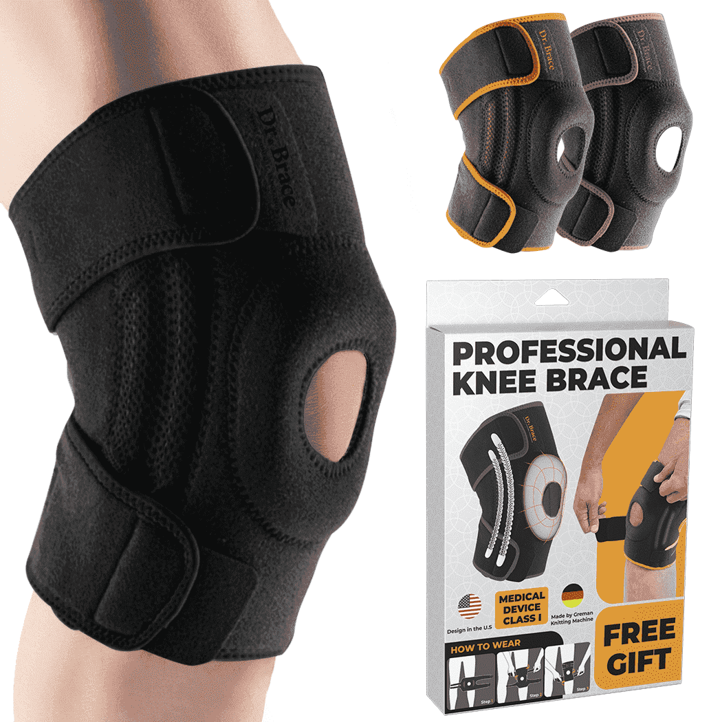 DR. BRACE Compression Knee Brace with Side Stabilizers & Patella Gel Pads, Knee Support for Knee Pain, Running & Sports, Men & Women (Pluto, XX-Large)
