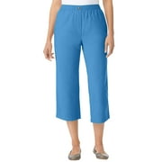 Woman Within Plus Size 7-Day Elastic-Waist Pull-On Cotton Denim Capri Jeans