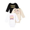 Garanimals Baby Girl Long Sleeve Bodysuit, 3-Pack, Sizes 0/3M-24M