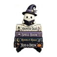 thumbnail image 2 of JHRGJIO Cute Ghost Reading Statue, Wooden Base Fall Figurine Bookshelf Accent, Halloween Decorations Indoor Outdoor Tabletop Home Decor Display Piece Spooky, 2 of 7
