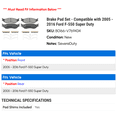thumbnail image 2 of Brake Pad Set - Compatible with 2005 - 2016 Ford F-550 Super Duty 2006 2007 2008 2009 2010 2011 2012 2013 2014 2015, 2 of 2