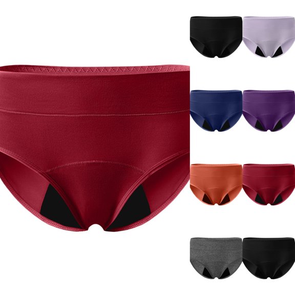 Womens Cotton High Waisted Underwear Full Coverage Panties Ladies Briefs Multipack Wine 4XL