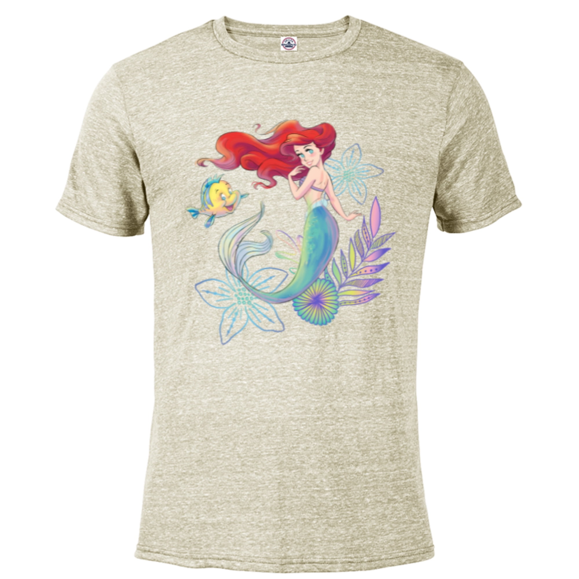 Disney The Little Mermaid Ariel And Flounder Sea Short Sleeve Blended T Shirt For Adults 