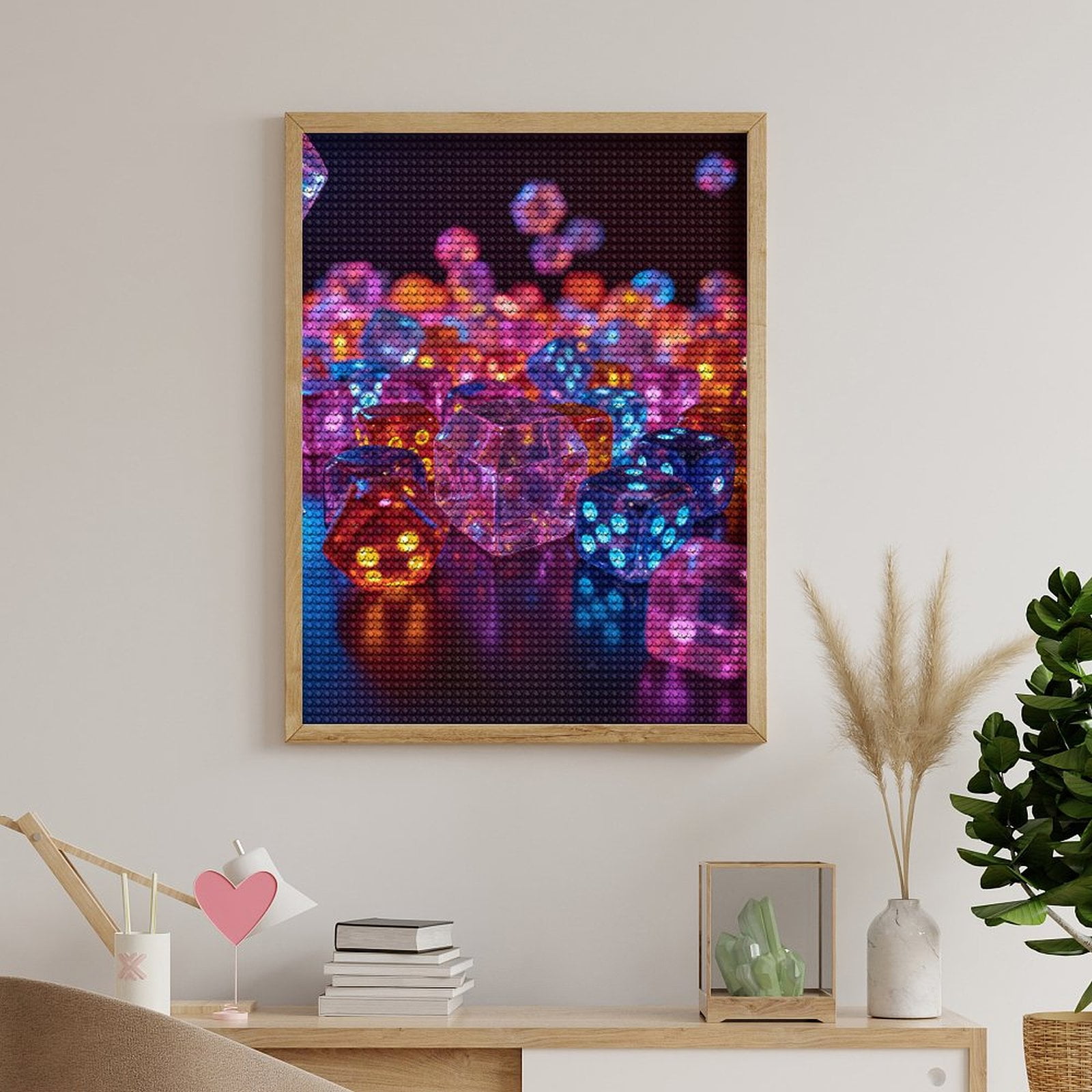 Diamond Art Kits for Adults, Colorful Illuminated Dice Collection 5D Diamond Painting Kits for Adults Beginners, DIY Full Drill Diamond Painting, Gem Art and Crafts 12x16