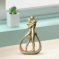 thumbnail image 4 of perfk Couple Statue Lovers Sculpture for Tabletop Entrance Cabinet Home Decoration Gold, 4 of 8