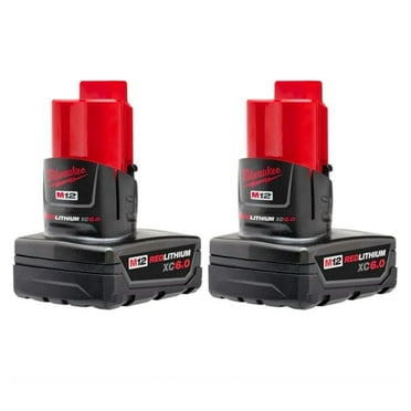Milwaukee Milwaukee M12 Battery 12V REDLITHIUM XC 6.0 Extended Capacity Battery 48-11-2460, - 2 Pack
