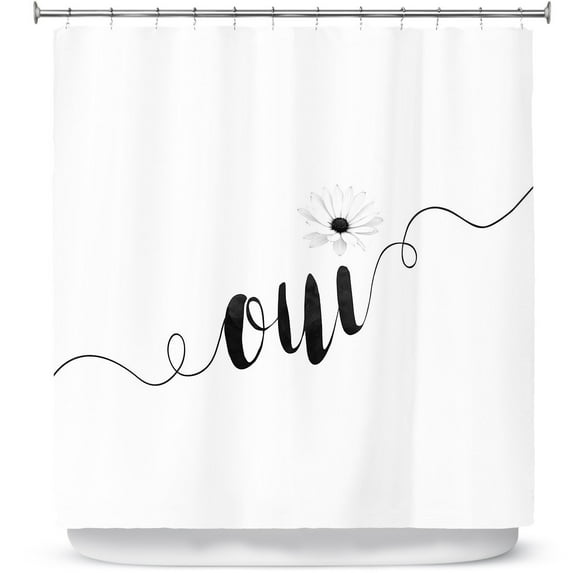 Shower Curtains 70" x 93" from DiaNoche Designs by Zara Martina - Oui Daisy Black White