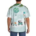 thumbnail image 3 of Sikiie Animals Riding Across The Sky Men's Wrinkle Free Untucked Cuban Shirt Business Casual Button Down Shirts Short Sleeve ShirtLarge, 3 of 5