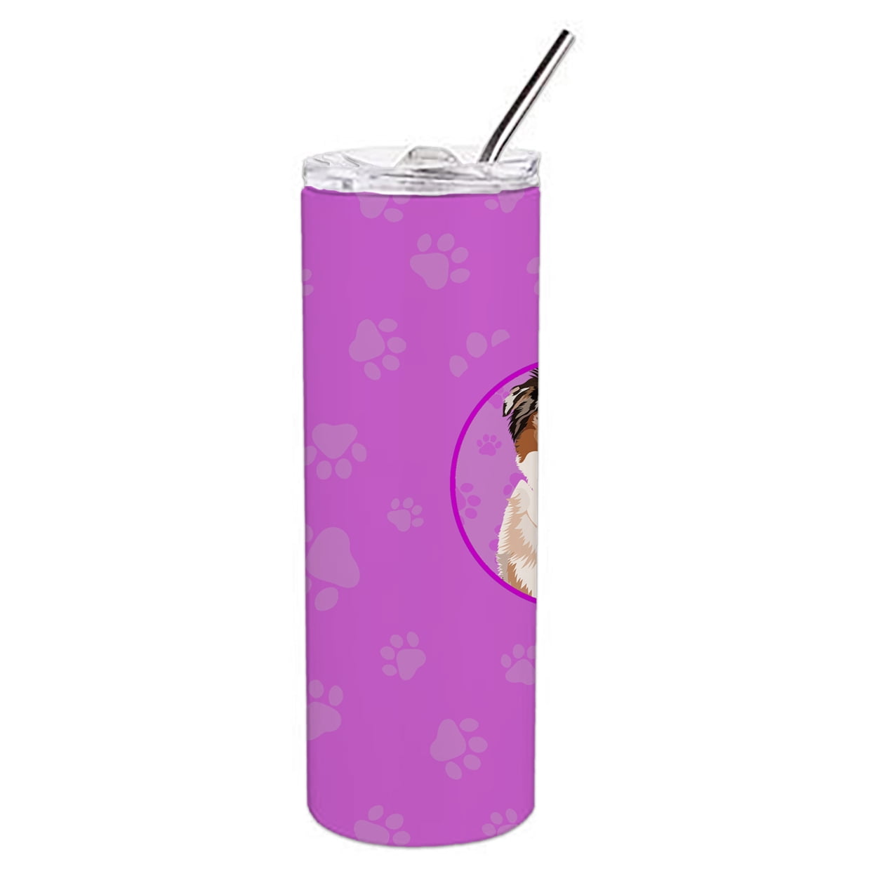 Carolines Treasures WDK1235TBL20 Australian Shepherd Red Merle Tricolor Design2 Stainless Steel 20 oz Skinny Tumbler