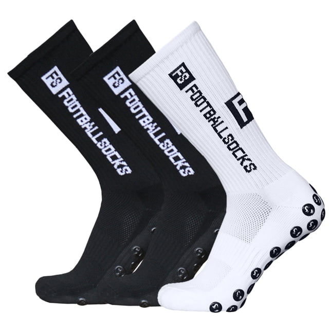 TFixol LIXADA Lot de 3 Chaussettes de Soccer Rondes en Silicone Noires, Blanches et Rouges (Taille 39-46) avec Fibre de Polyester Durable