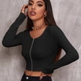 thumbnail image 5 of Women's Top Sexy Long Sleeve V Neck Shirts Fall Front Slim Fit Ribbed Basic Top, 5 of 5