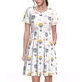 thumbnail image 1 of Fotbe Hot Air Balloon Vestido Largo de Moda para Mujer, Vestido Tipo Camiseta con Manga Corta y Estilo Casual a Rayas y Bloques de Color, 1 of 6