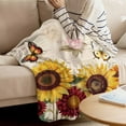 thumbnail image 5 of Sunflower Flannel Blanket for Bed, Farmhouse Roses Floral Vintage Butterfly Soft Cozy Warm Couch Throw Blanket, Lightweight Fluffy Plush Bedding Blankets for Sofa Decor All Season 60"x80", 5 of 7