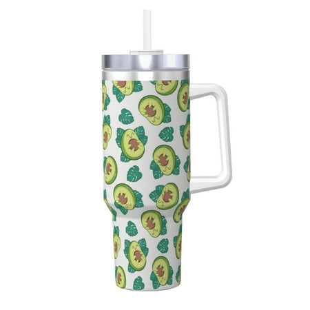 

Zeuib Avocado Sleeping Printed Insulated Stainless Steel Hot/Cold Coffee Cup 40oz Ice Bully With Handle Tumbler with Straw and Handle Insulated Water Bottle Travel Mug Cup