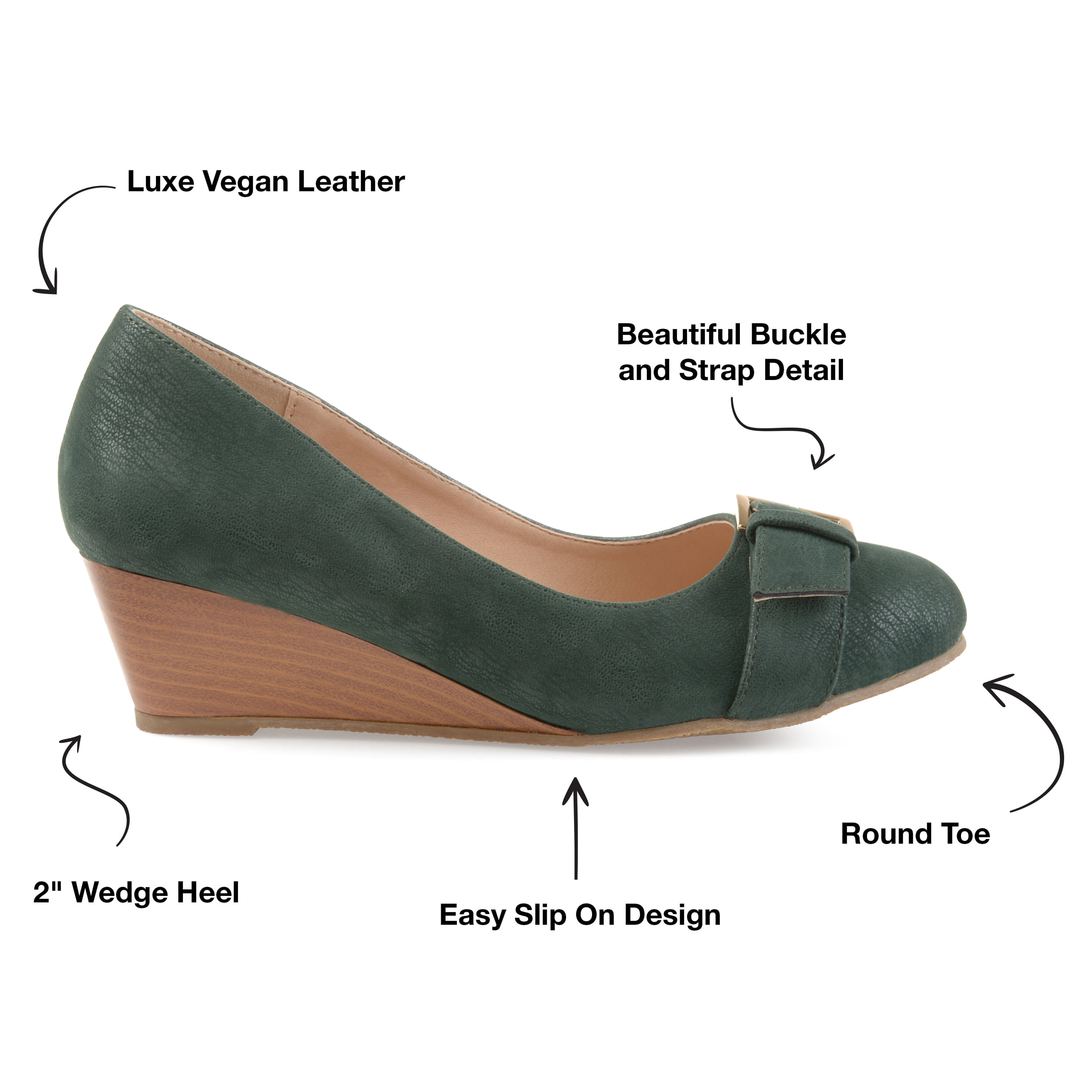 Journee Womens Graysn Comfort Insole Slip On Round Toe Wedge, Widths Available