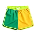 thumbnail image 2 of CUZIBR Boys Swim Trunks Color Block Athletic Wide Leg Beach Shorts Elastic Drawstring Waist Quick Dry Lightweight Running Workout Gym Beach Casual Summer Sport Bottoms,Dark Green,5-6 Years, 2 of 4
