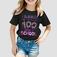 thumbnail image 2 of LUOGENLI T-Shirt pour Filles Mode Décontractée Imprimé Col Rond Manches Courtes T-Shirt Ample Maxi avec Fente pour Filles Noir 6-7 Ans, 2 of 4