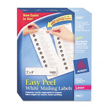 Avery 5961 Laser Address Labels On Smooth Feed Sheets 1 x 4 White 5000 ...