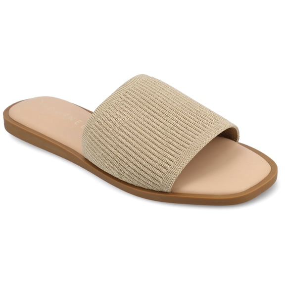 Journee Womens Prisilla Linen Slip-on Flat Sandals, Widths Available
