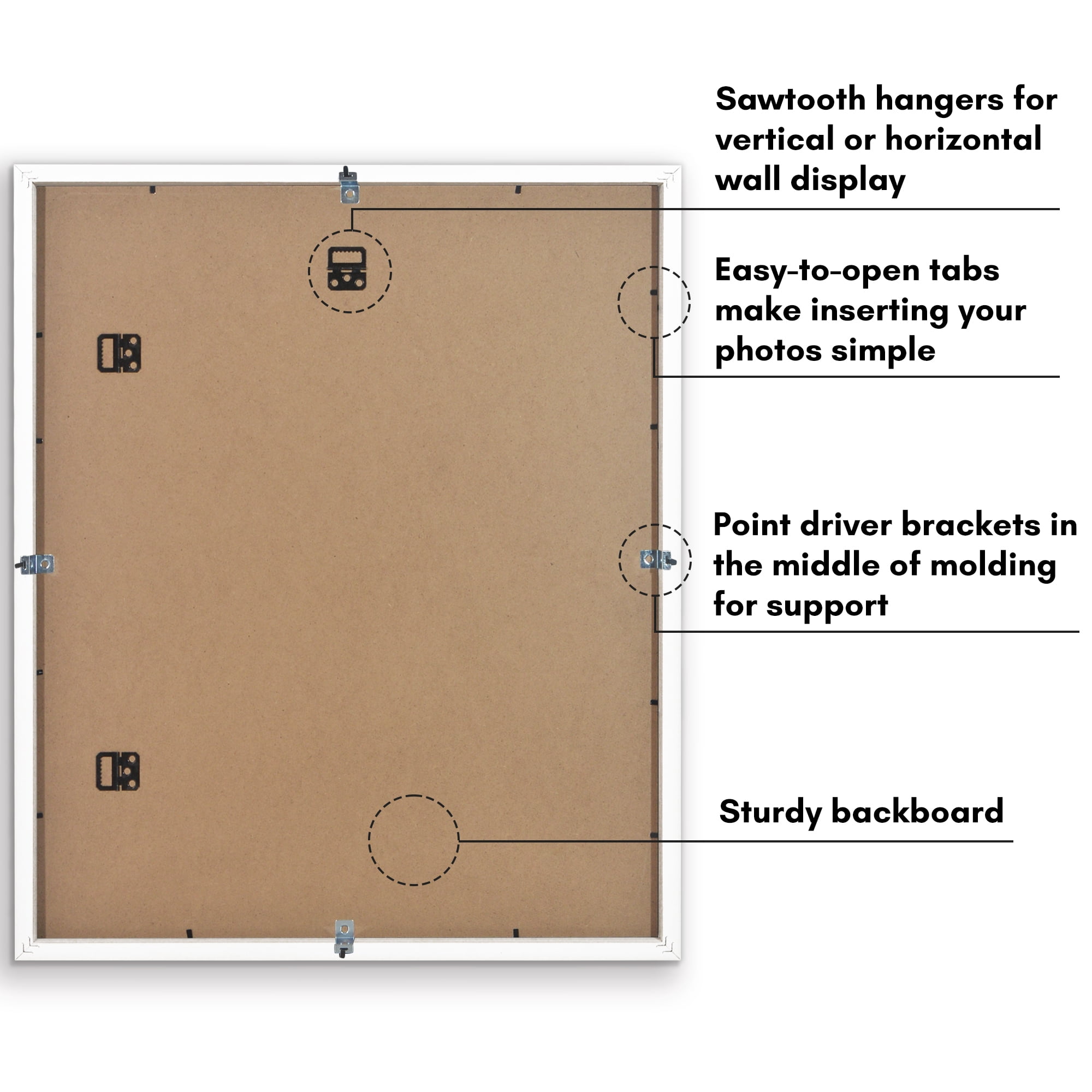 Americanflat 20" x 24" Gallery-Style Picture Frame with Mat to Secure Artwork, Prints, and Photos - White
