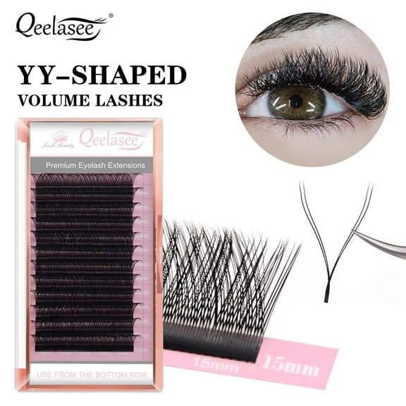 Qeelasee YY Eyelash Extension 0.07mm Mink Black Y Shape Lash Natural Volume Individual False Eyelash Supplies D Curl 7-13mm